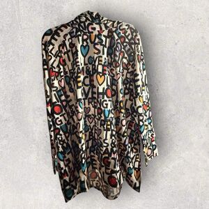 Lularoe Amber Hooded Shirt 3XL NWT Multicolor Love Print, HTF Unicorn